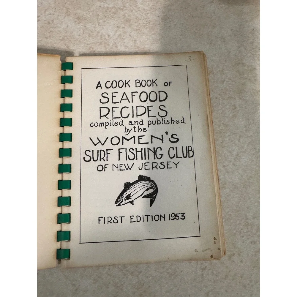 1953 From Sea to Skillet Seafood Cookbook Womens Surf Fishing Club NJ 1st Ed